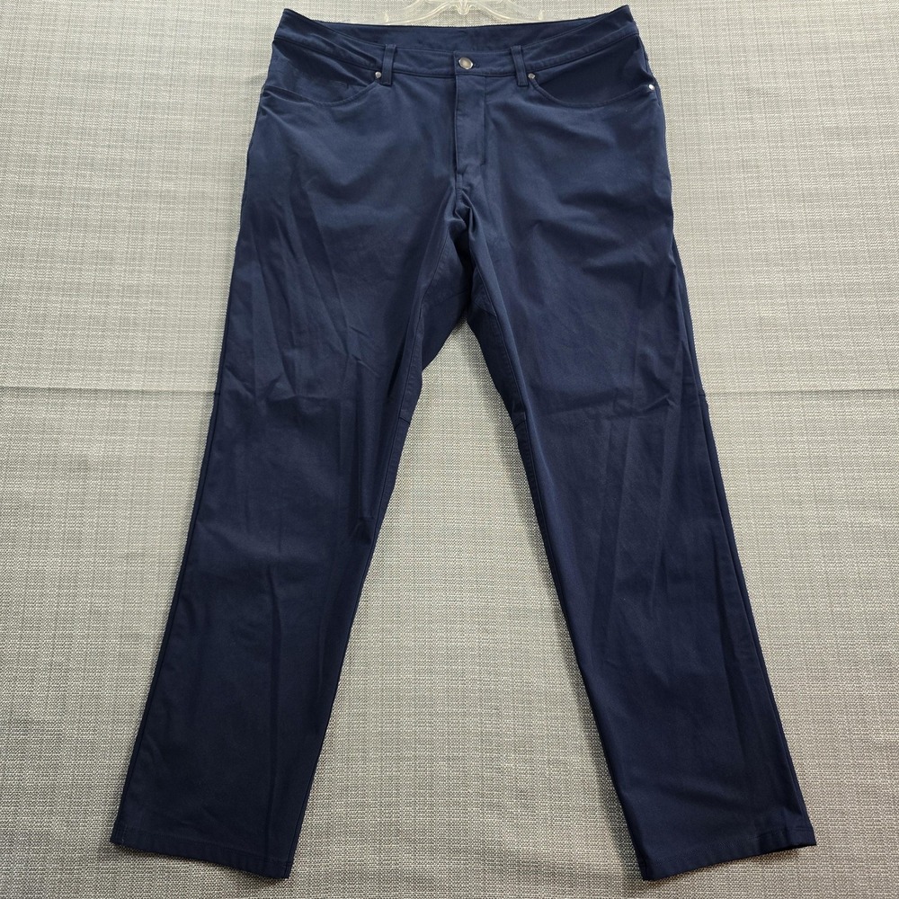 Lululemon Men's 34x28 Blue Stretch Chino Tapered Five Pocket Pants